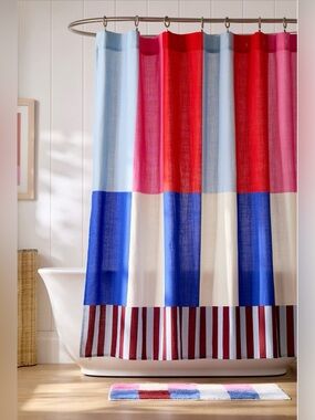 Damson Madder x Anthropologie Cotton Printed Shower Curtain NEW